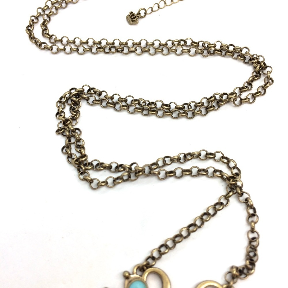 !!soLD!! PREMIERE DESIGNS LOTUS NECKLACE TURQUOISE BRASS GOLD TONE - Picture 10 of 13